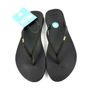 Reef Cushion Slim Sandal 6 Black Rubber Flip Flop Womens Brand New